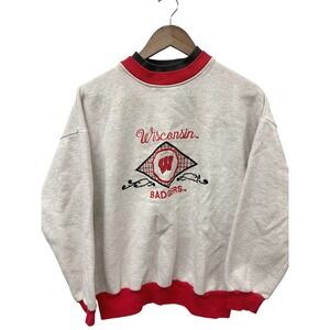 Vintage Benchmark Wisconsin Badgers Embroidered Sweater Gray L